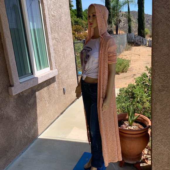 Say What? Thin long knit hooded open cardigan NWOT - Picture 2 of 8